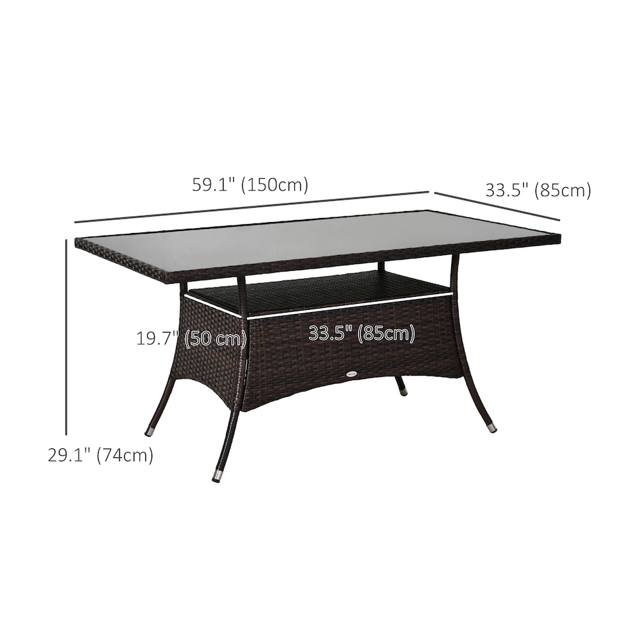 Image 987991_ALTMORE2.jpg, Product 987-991 / Price $289.99, Outsunny Patio Rattan Dining Table with Tempered Glass Top, Storage Shelf from Outsunny on TSC.ca's Home & Garden department