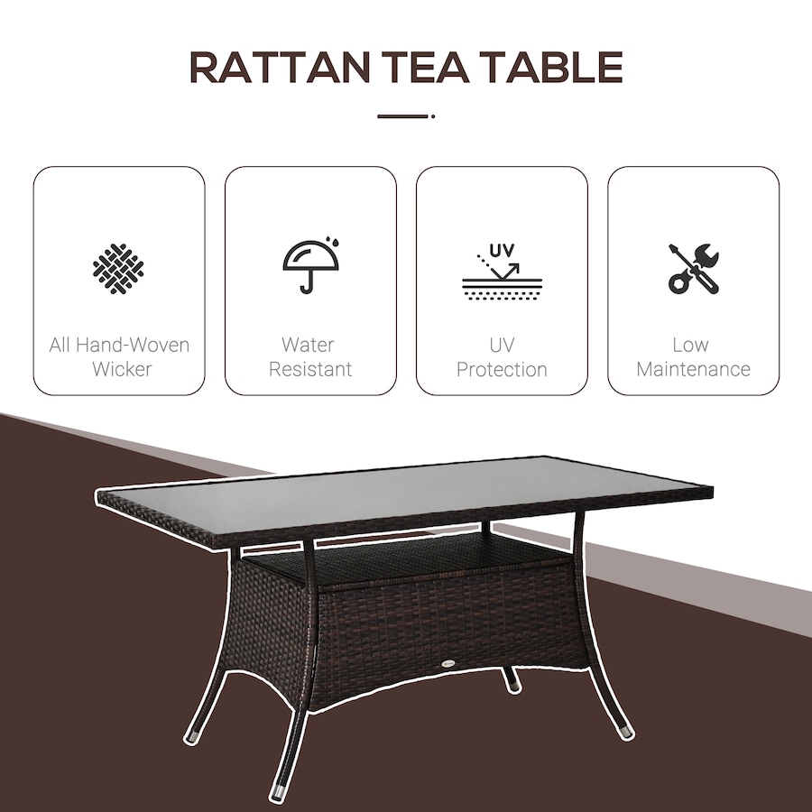 Image 987991_ALTMORE3.jpg, Product 987-991 / Price $289.99, Outsunny Patio Rattan Dining Table with Tempered Glass Top, Storage Shelf from Outsunny on TSC.ca's Home & Garden department