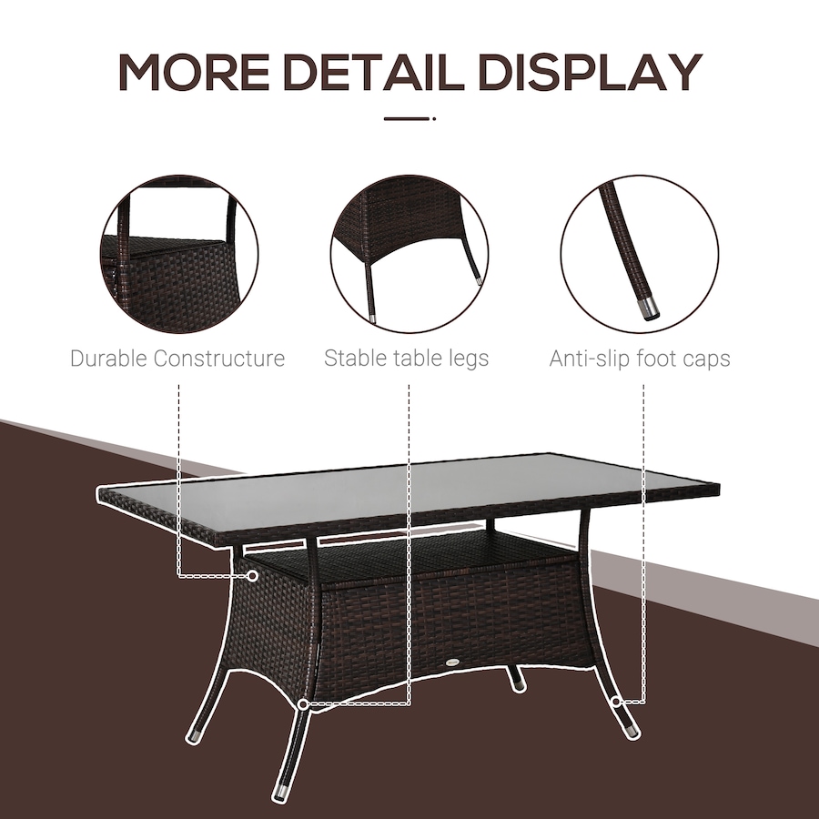 Image 987991_ALTMORE5.jpg, Product 987-991 / Price $289.99, Outsunny Patio Rattan Dining Table with Tempered Glass Top, Storage Shelf from Outsunny on TSC.ca's Home & Garden department