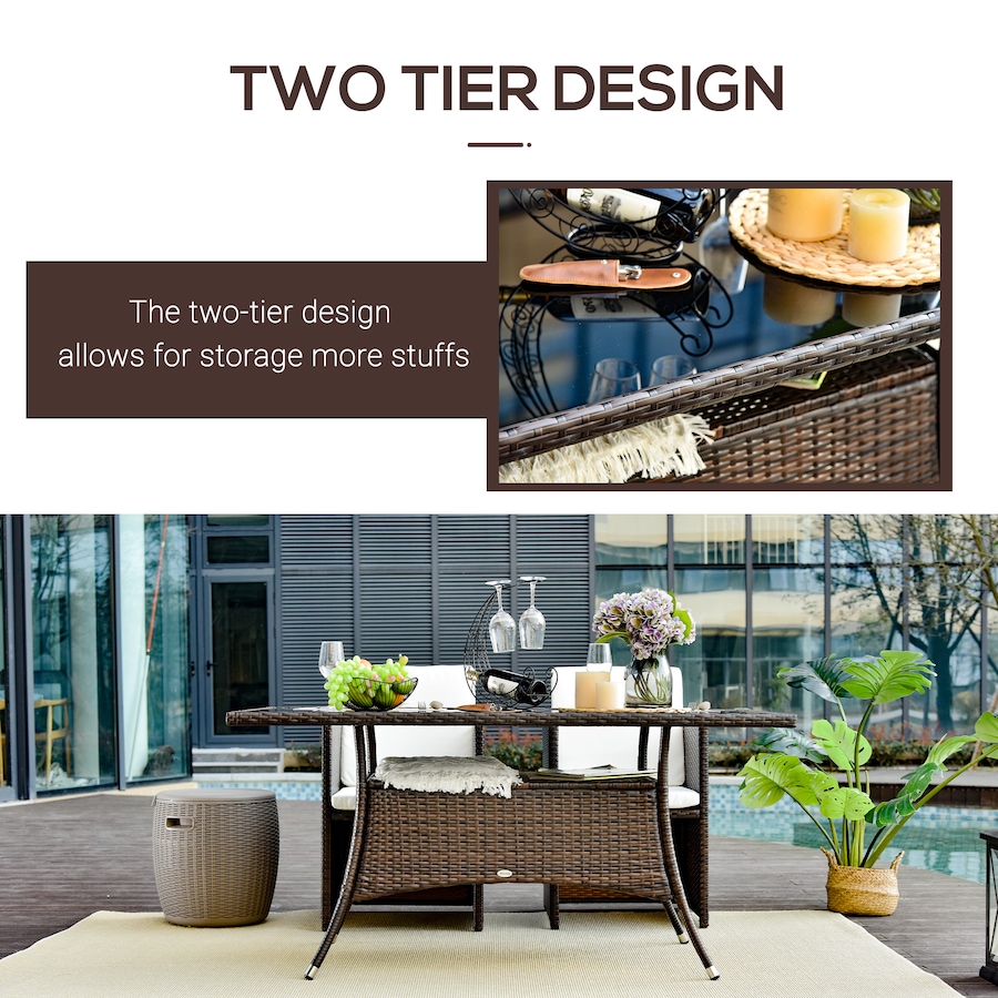 Image 987991_ALTMORE6.jpg, Product 987-991 / Price $289.99, Outsunny Patio Rattan Dining Table with Tempered Glass Top, Storage Shelf from Outsunny on TSC.ca's Home & Garden department