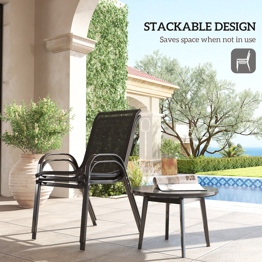 Image 987998_ALTMORE3.jpg, Product 987-998 / Price $76.99, Outsunny Set of 2 Outdoor Patio Dining Chairs Stackable Lawn Chairs, Black from Outsunny on TSC.ca's Home & Garden department