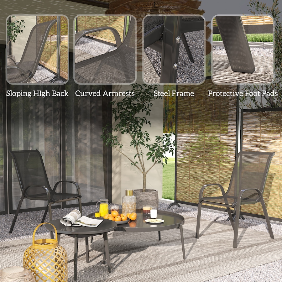 Image 987998_ALTMORE5.jpg, Product 987-998 / Price $76.99, Outsunny Set of 2 Outdoor Patio Dining Chairs Stackable Lawn Chairs, Black from Outsunny on TSC.ca's Home & Garden department