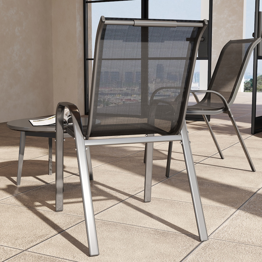 Image 987998_ALTMORE8.jpg, Product 987-998 / Price $76.99, Outsunny Set of 2 Outdoor Patio Dining Chairs Stackable Lawn Chairs, Black from Outsunny on TSC.ca's Home & Garden department