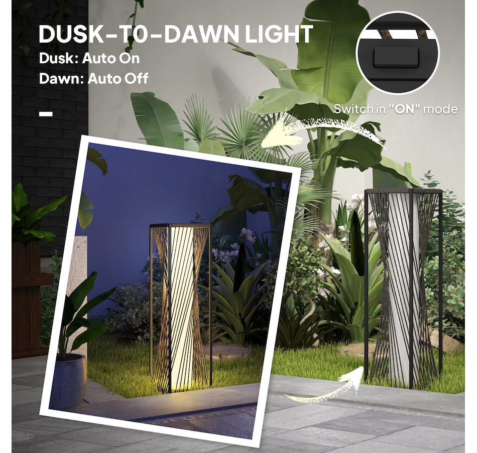 Image 988003_ALTMORE4.jpg, Product 988-003 / Price $69.99, Outsunny Rattan Solar Floor Lamp, Outdoor Lamp with Auto On/Off LED Lights from Outsunny on TSC.ca's Home & Garden department