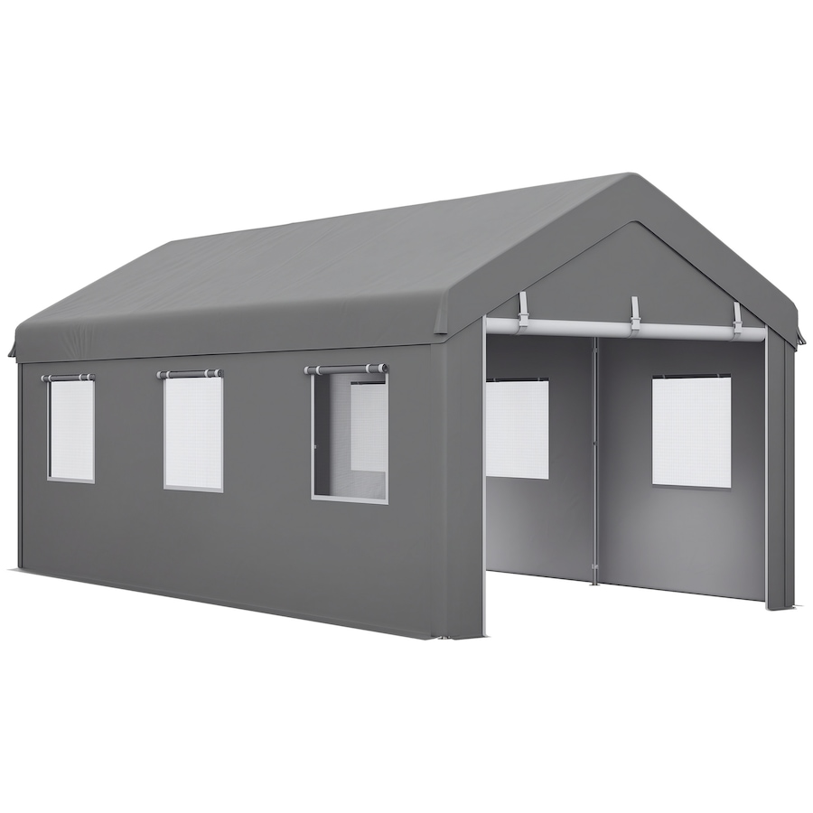Image 988005.jpg, Product 988-005 / Price $469.99, Outsunny 10' x 20' Carport, Heavy Duty Car Port with 6 Window and 2 Doors from Outsunny on TSC.ca's Home & Garden department