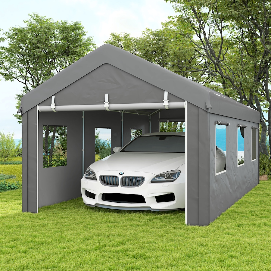Image 988005_ALTMORE1.jpg, Product 988-005 / Price $469.99, Outsunny 10' x 20' Carport, Heavy Duty Car Port with 6 Window and 2 Doors from Outsunny on TSC.ca's Home & Garden department