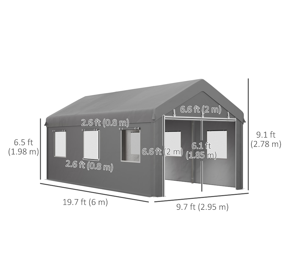 Image 988005_ALTMORE10.jpg, Product 988-005 / Price $389.99, Outsunny 10' x 20' Carport, Heavy Duty Car Port with 6 Window and 2 Doors from Outsunny on TSC.ca's Home & Garden department
