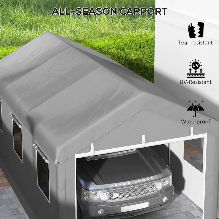 Image 988005_ALTMORE3.jpg, Product 988-005 / Price $469.99, Outsunny 10' x 20' Carport, Heavy Duty Car Port with 6 Window and 2 Doors from Outsunny on TSC.ca's Home & Garden department