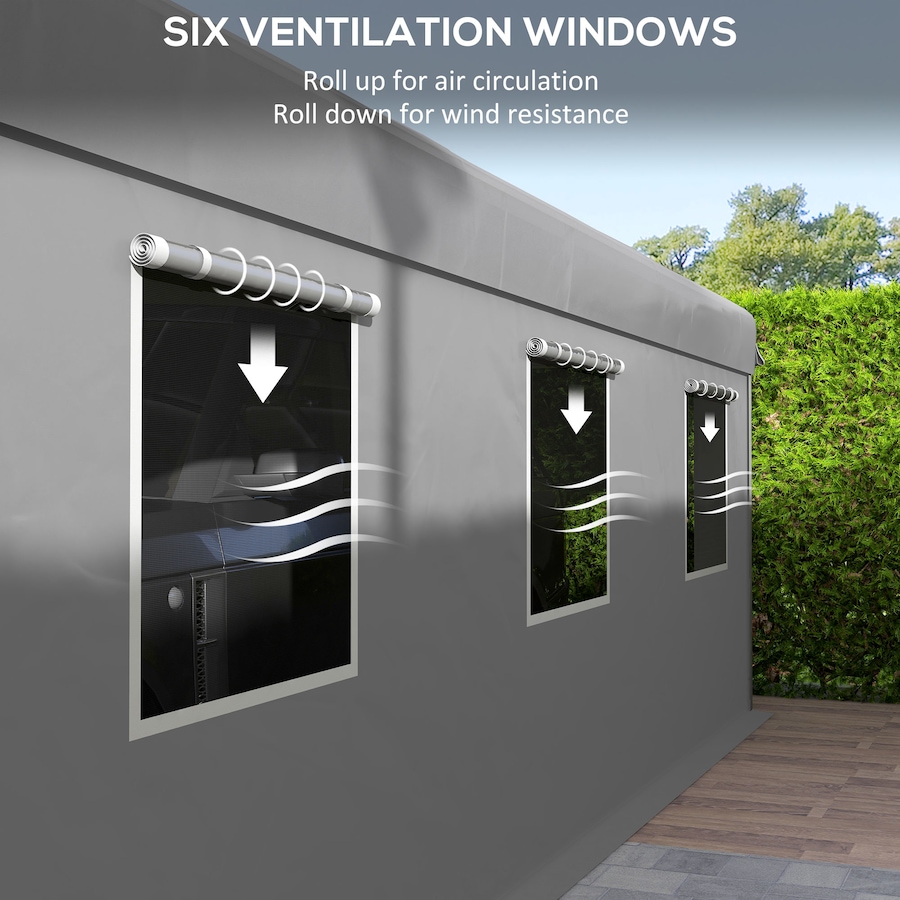 Image 988005_ALTMORE4.jpg, Product 988-005 / Price $469.99, Outsunny 10' x 20' Carport, Heavy Duty Car Port with 6 Window and 2 Doors from Outsunny on TSC.ca's Home & Garden department