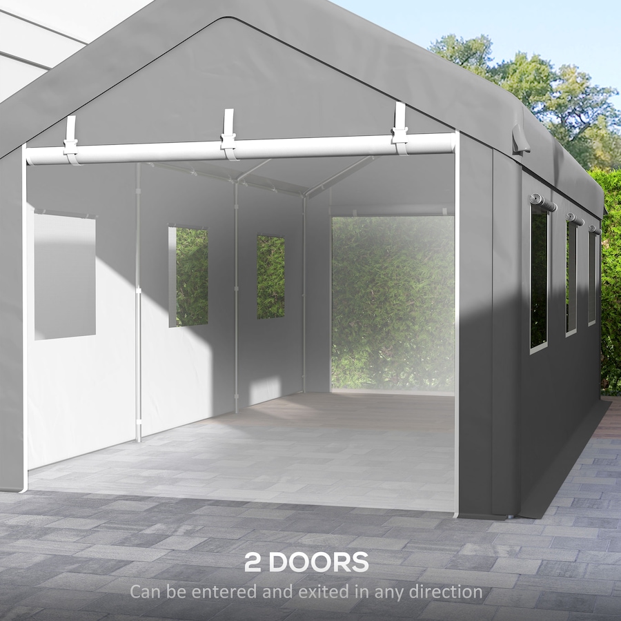 Image 988005_ALTMORE5.jpg, Product 988-005 / Price $469.99, Outsunny 10' x 20' Carport, Heavy Duty Car Port with 6 Window and 2 Doors from Outsunny on TSC.ca's Home & Garden department