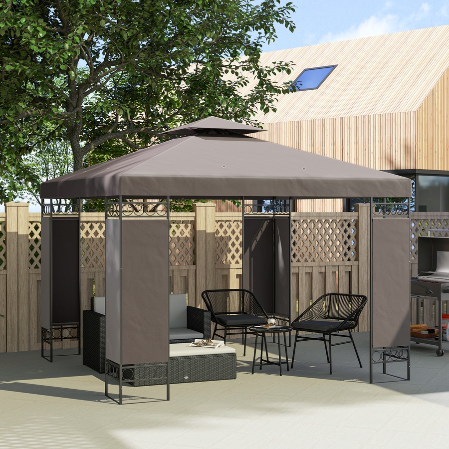 Image 988006_ALTMORE1.jpg, Product 988-006 / Price $204.99, Outsunny 10 x 10 FT Canopy Gazebo, Double Roof Outdoor Gazebo, Khaki from Outsunny on TSC.ca's Home & Garden department
