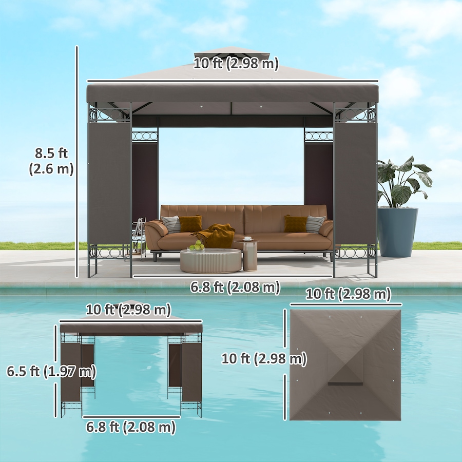 Image 988006_ALTMORE2.jpg, Product 988-006 / Price $204.99, Outsunny 10 x 10 FT Canopy Gazebo, Double Roof Outdoor Gazebo, Khaki from Outsunny on TSC.ca's Home & Garden department
