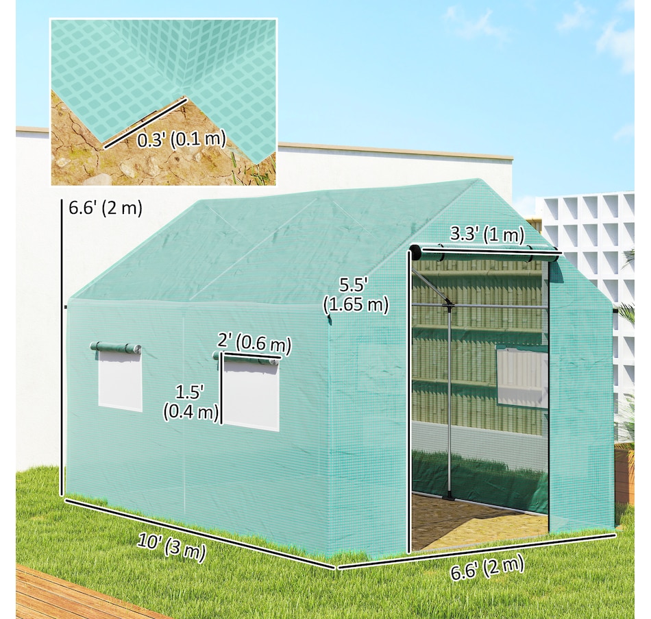 Image 988007_ALTMORE2.jpg, Product 988-007 / Price $109.99, Outsunny Tunnel Greenhouse with UV-resistant PE Cover, 6.6' x 10' x 6.6' from Outsunny on TSC.ca's Home & Garden department