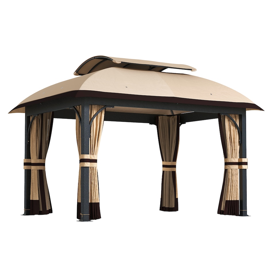 Image 988009.jpg, Product 988-009 / Price $509.99, Outsunny 11' x 13' Double Roof Gazebo with Netting & Curtains, Khaki from Outsunny on TSC.ca's Home & Garden department