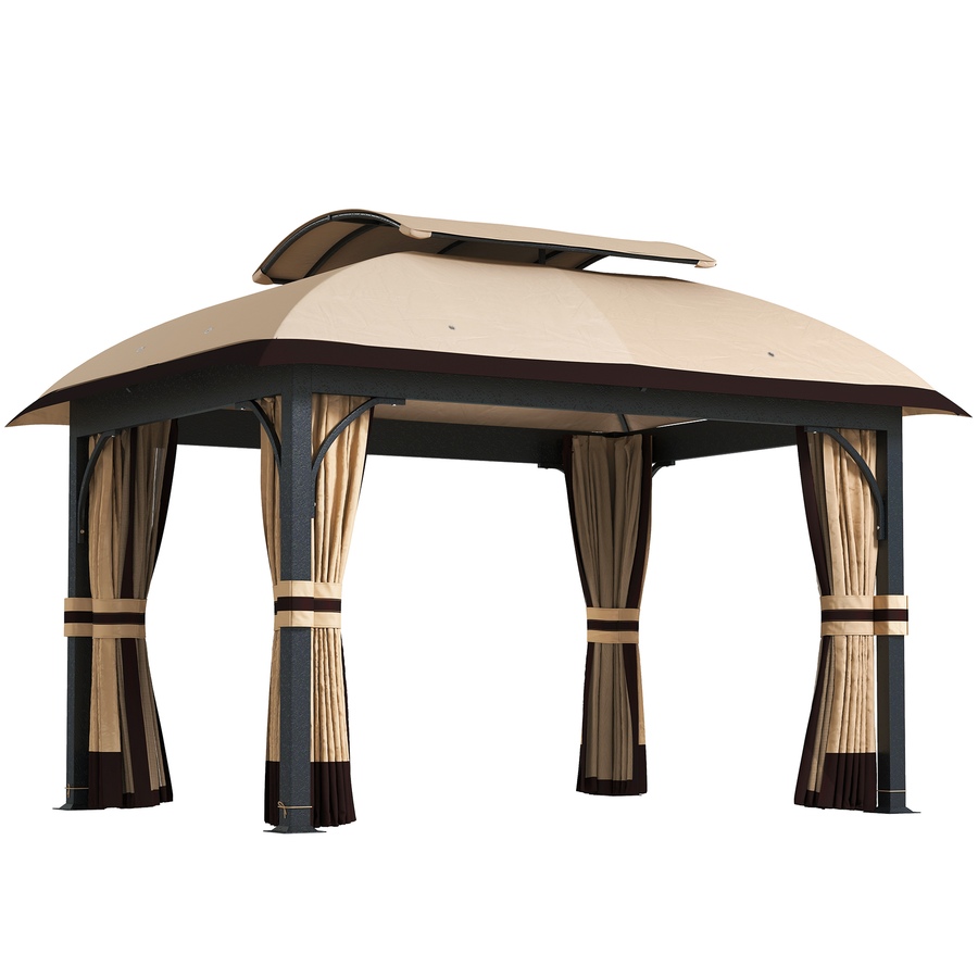 Image 988009.jpg, Product 988-009 / Price $494.99, Outsunny 11' x 13' Double Roof Gazebo with Netting & Curtains, Khaki from Outsunny on TSC.ca's Home & Garden department