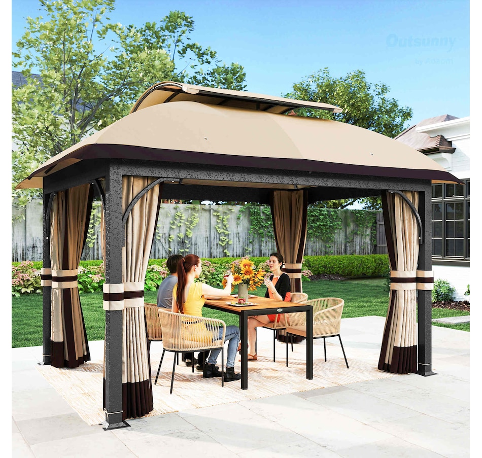 Image 988009_ALTMORE1.jpg, Product 988-009 / Price $509.99, Outsunny 11' x 13' Double Roof Gazebo with Netting & Curtains, Khaki from Outsunny on TSC.ca's Home & Garden department