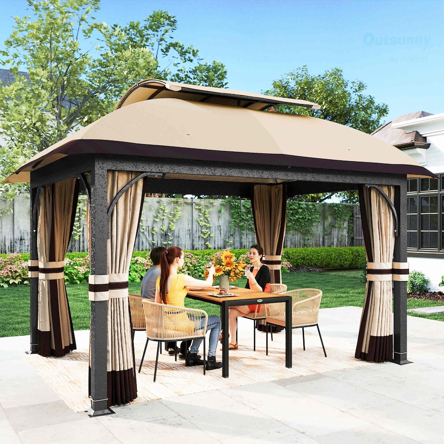 Image 988009_ALTMORE1.jpg, Product 988-009 / Price $494.99, Outsunny 11' x 13' Double Roof Gazebo with Netting & Curtains, Khaki from Outsunny on TSC.ca's Home & Garden department