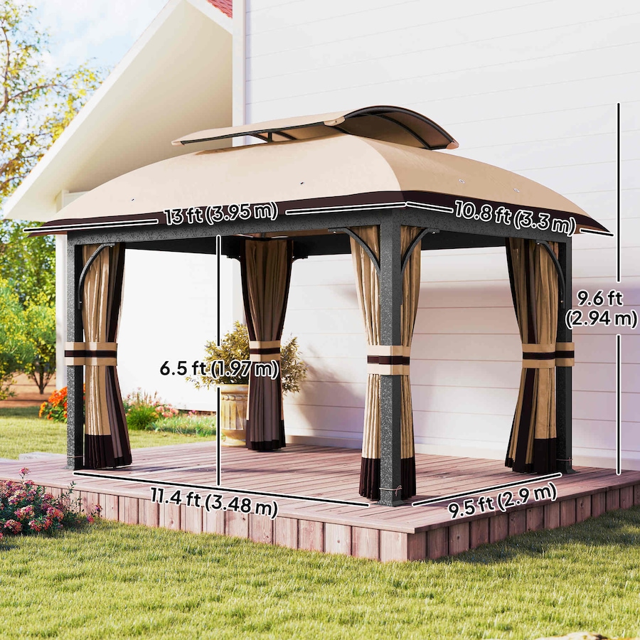Image 988009_ALTMORE2.jpg, Product 988-009 / Price $494.99, Outsunny 11' x 13' Double Roof Gazebo with Netting & Curtains, Khaki from Outsunny on TSC.ca's Home & Garden department