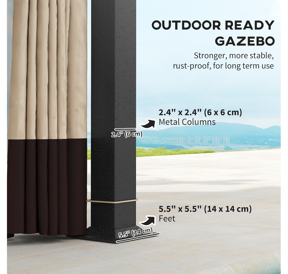 Image 988009_ALTMORE5.jpg, Product 988-009 / Price $509.99, Outsunny 11' x 13' Double Roof Gazebo with Netting & Curtains, Khaki from Outsunny on TSC.ca's Home & Garden department