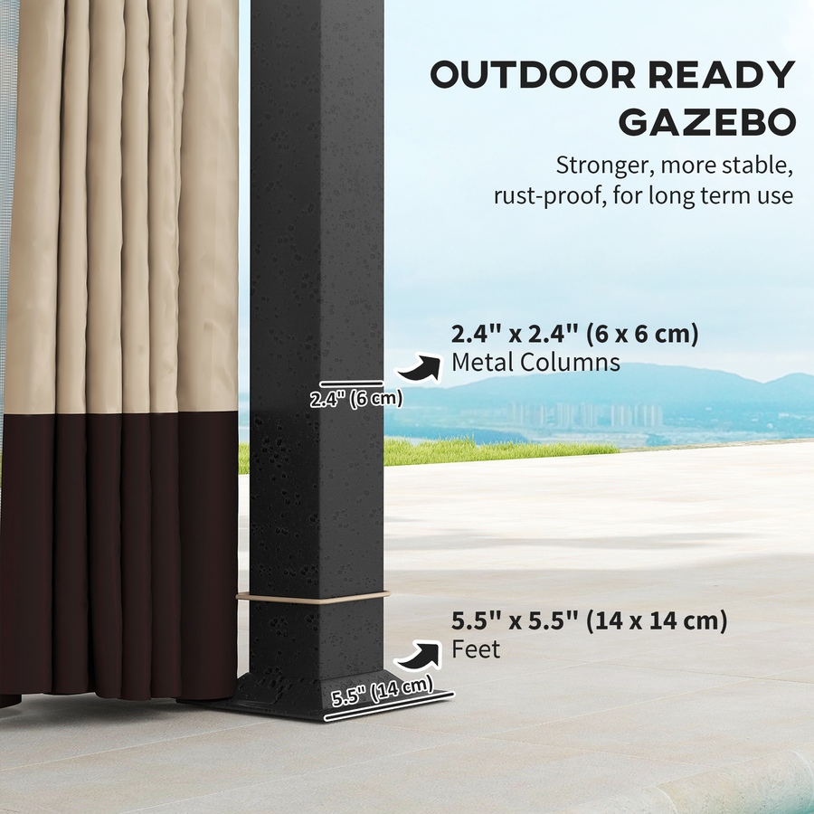 Image 988009_ALTMORE5.jpg, Product 988-009 / Price $494.99, Outsunny 11' x 13' Double Roof Gazebo with Netting & Curtains, Khaki from Outsunny on TSC.ca's Home & Garden department