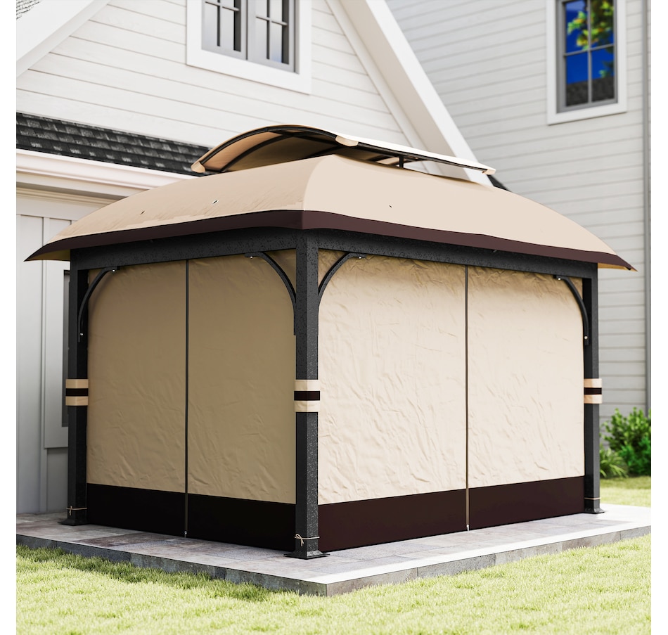 Image 988009_ALTMORE8.jpg, Product 988-009 / Price $509.99, Outsunny 11' x 13' Double Roof Gazebo with Netting & Curtains, Khaki from Outsunny on TSC.ca's Home & Garden department