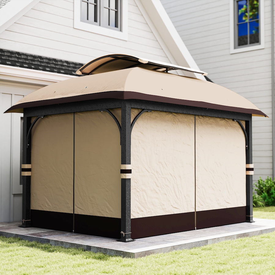 Image 988009_ALTMORE8.jpg, Product 988-009 / Price $494.99, Outsunny 11' x 13' Double Roof Gazebo with Netting & Curtains, Khaki from Outsunny on TSC.ca's Home & Garden department