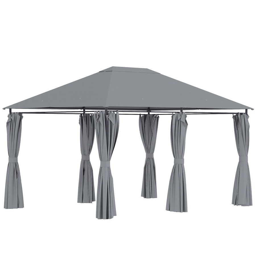 Image 988011.jpg, Product 988-011 / Price $239.99, Outsunny 10' x 13' Outdoor Patio Gazebo w/ Steel Frame and Curtains, Grey from Outsunny on TSC.ca's Home & Garden department