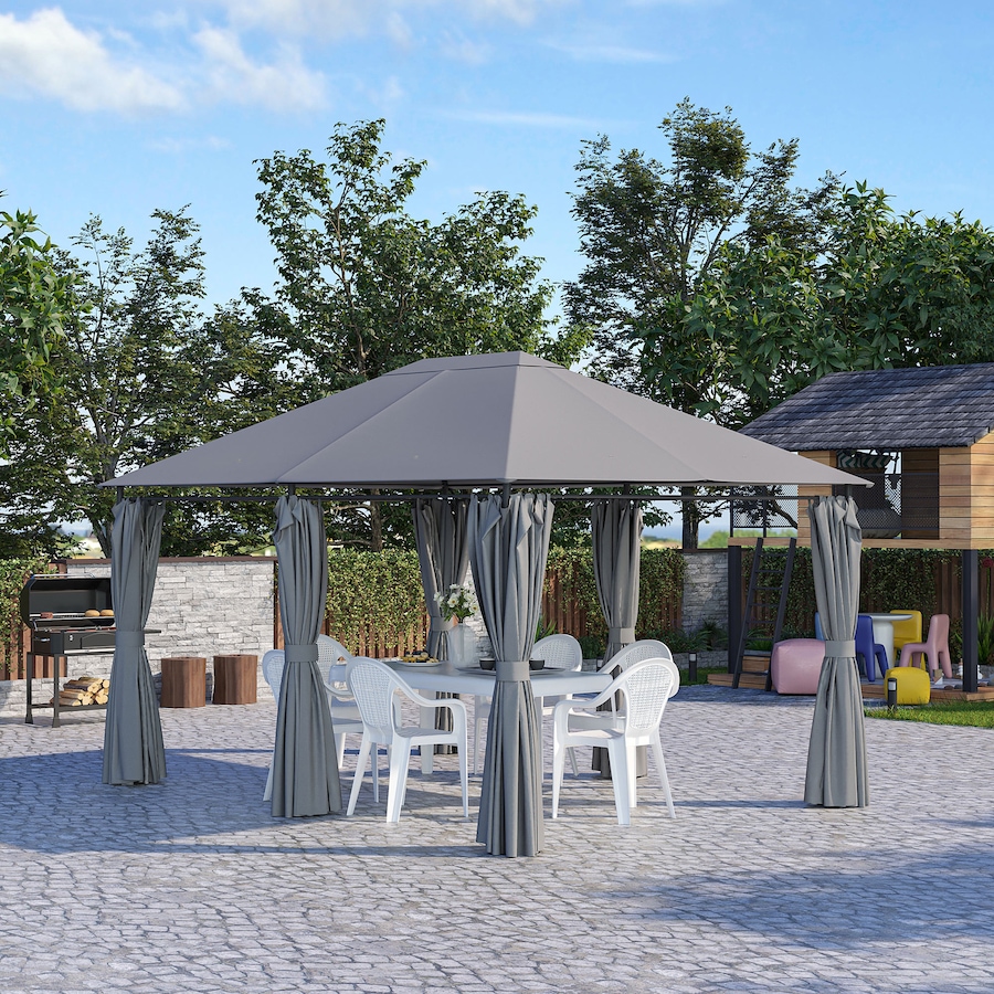 Image 988011_ALTMORE1.jpg, Product 988-011 / Price $239.99, Outsunny 10' x 13' Outdoor Patio Gazebo w/ Steel Frame and Curtains, Grey from Outsunny on TSC.ca's Home & Garden department