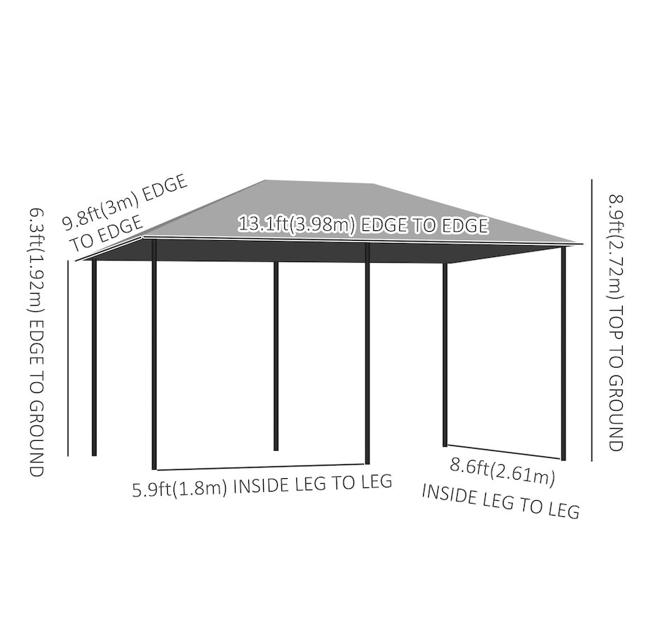 Image 988011_ALTMORE2.jpg, Product 988-011 / Price $249.99, Outsunny 10' x 13' Outdoor Patio Gazebo w/ Steel Frame and Curtains, Grey from Outsunny on TSC.ca's Home & Garden department