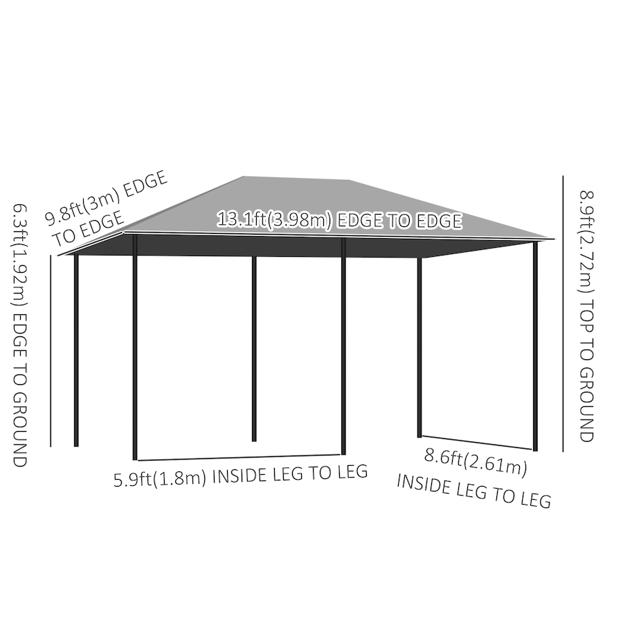 Image 988011_ALTMORE2.jpg, Product 988-011 / Price $239.99, Outsunny 10' x 13' Outdoor Patio Gazebo w/ Steel Frame and Curtains, Grey from Outsunny on TSC.ca's Home & Garden department