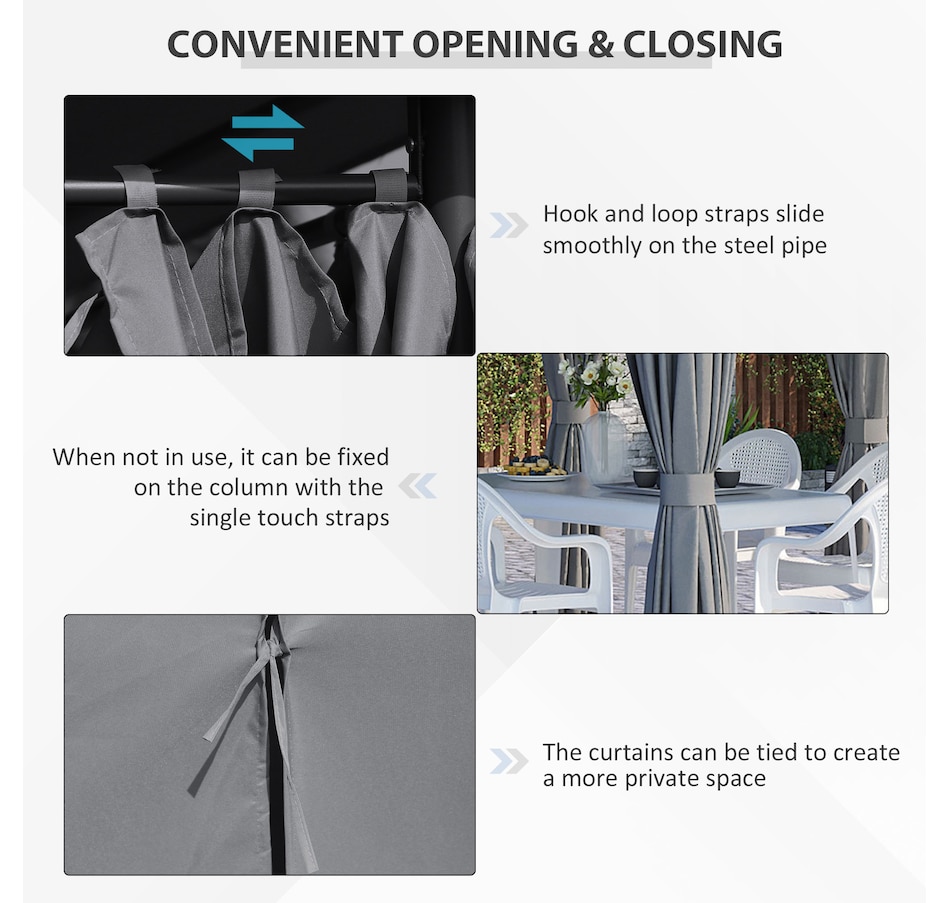 Image 988011_ALTMORE4.jpg, Product 988-011 / Price $249.99, Outsunny 10' x 13' Outdoor Patio Gazebo w/ Steel Frame and Curtains, Grey from Outsunny on TSC.ca's Home & Garden department