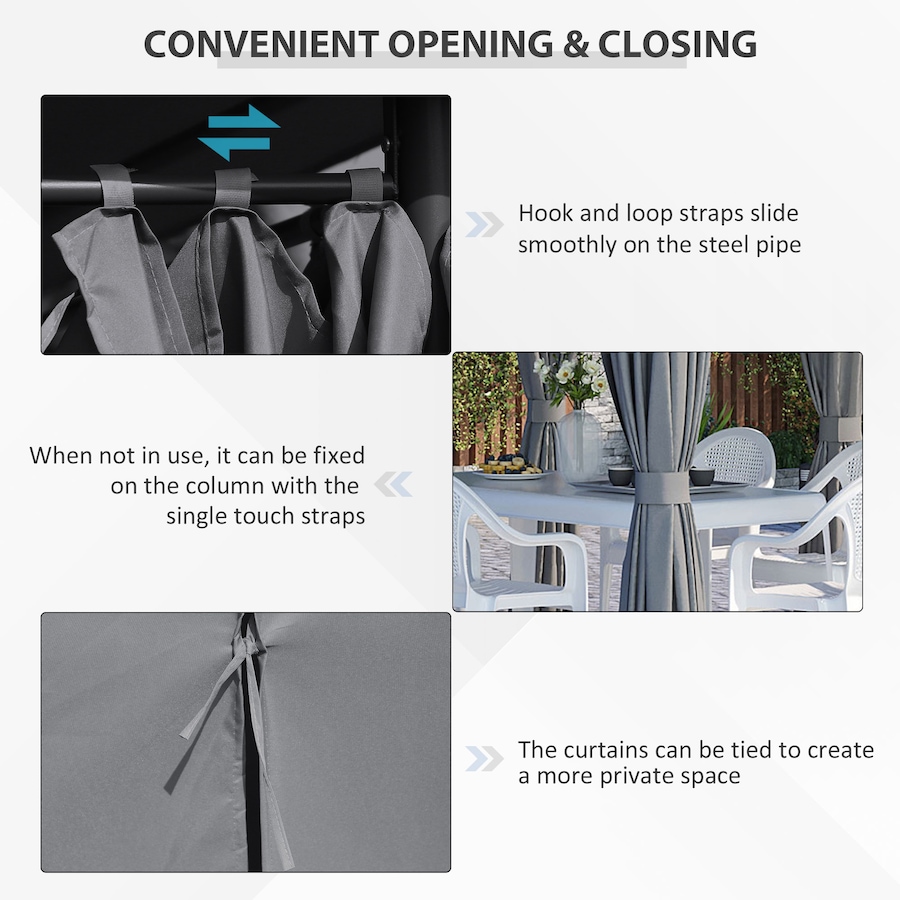 Image 988011_ALTMORE4.jpg, Product 988-011 / Price $239.99, Outsunny 10' x 13' Outdoor Patio Gazebo w/ Steel Frame and Curtains, Grey from Outsunny on TSC.ca's Home & Garden department