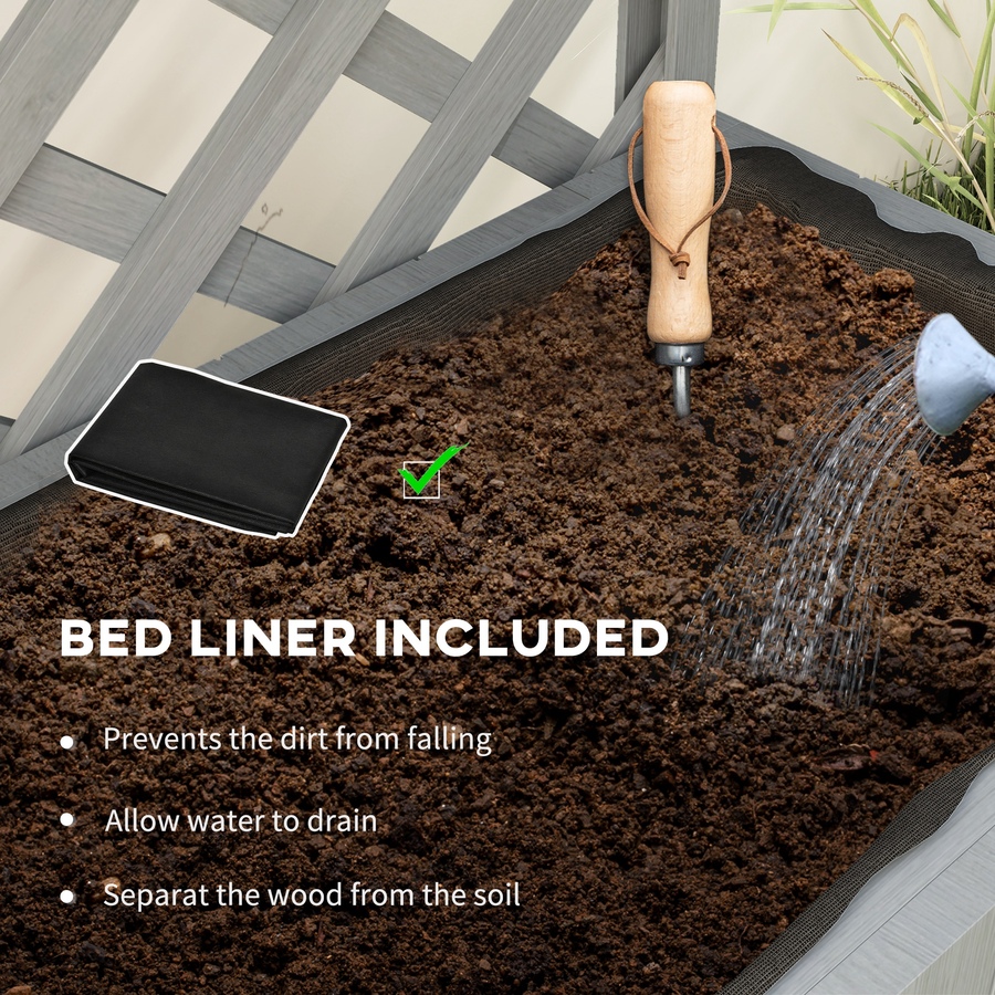 Image 988013_ALTMORE5.jpg, Product 988-013 / Price $134.99, Outsunny Raised Garden Bed with Trellis and Plant Shelf, Grey from Outsunny on TSC.ca's Home & Garden department
