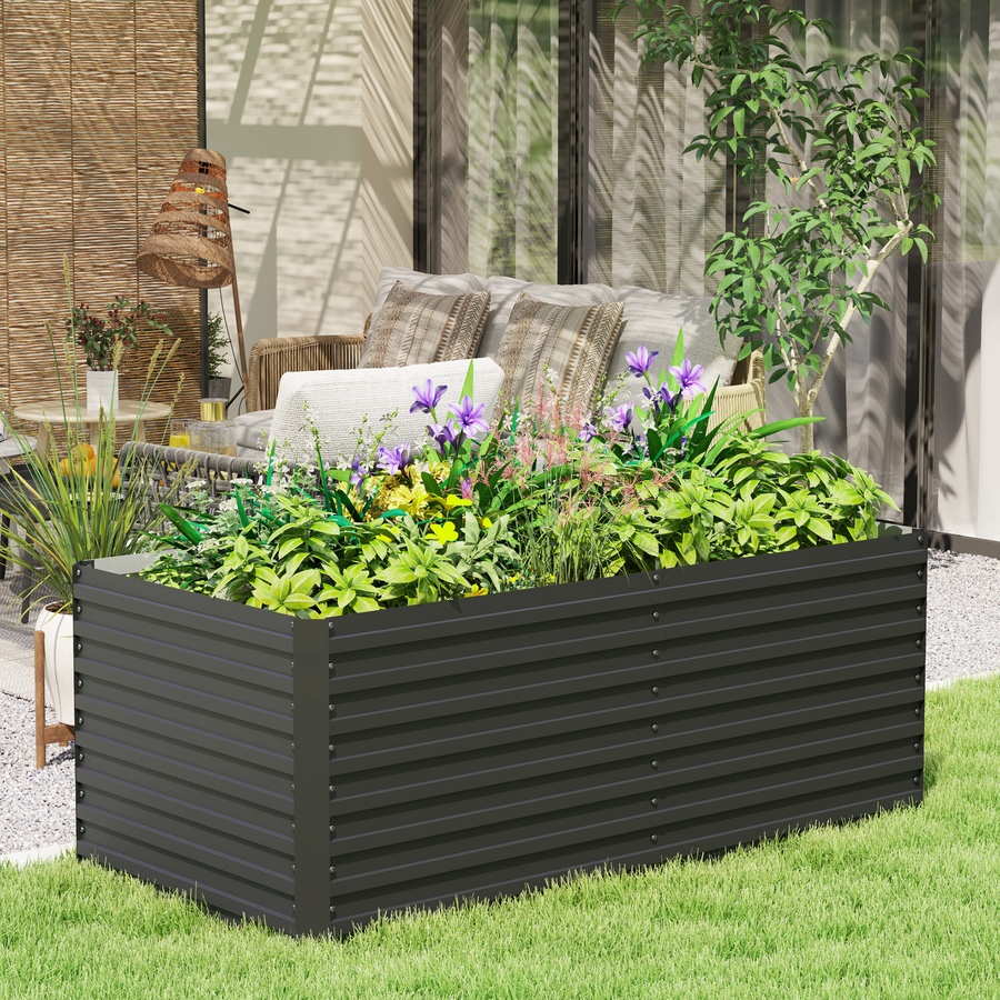 Image 988014_ALTMORE1.jpg, Product 988-014 / Price $99.99, Outsunny 5' x 3' x 2' Raised Garden Bed, Galvanized Planter Box Dark Grey from Outsunny on TSC.ca's Home & Garden department