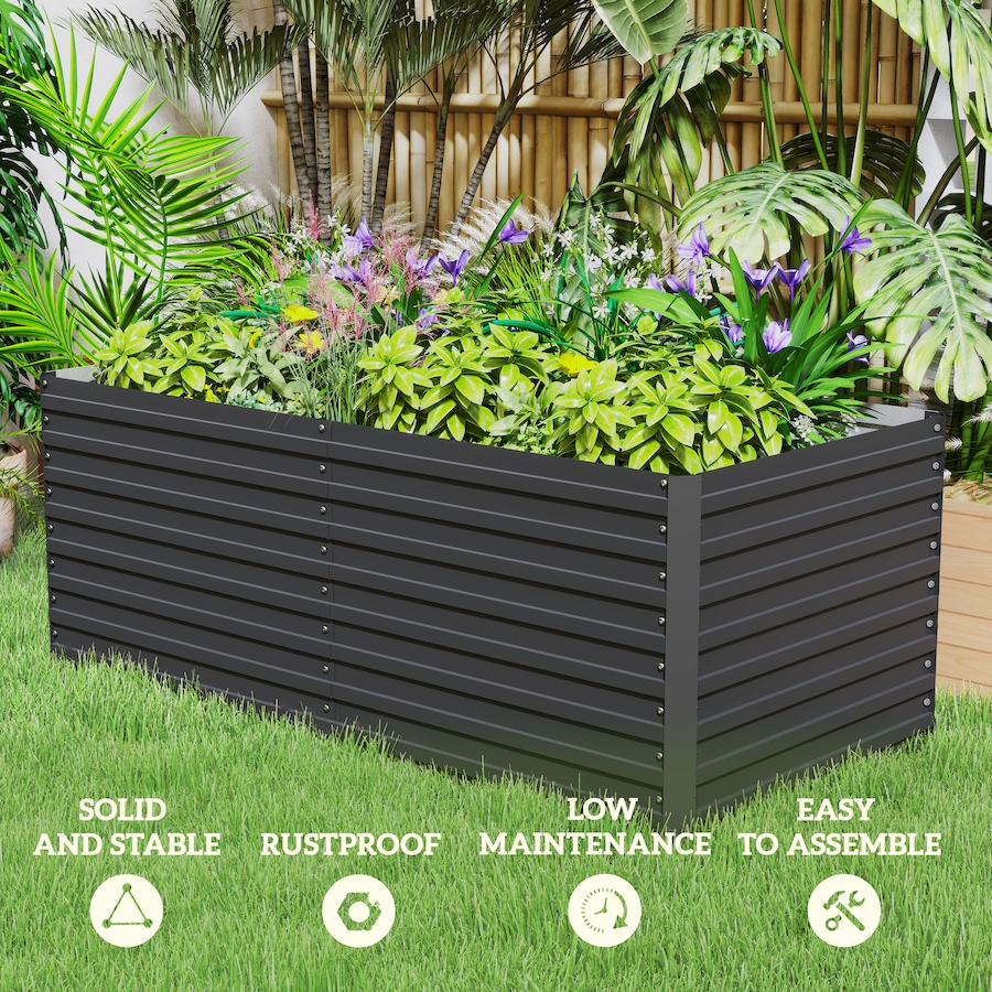 Image 988014_ALTMORE4.jpg, Product 988-014 / Price $99.99, Outsunny 5' x 3' x 2' Raised Garden Bed, Galvanized Planter Box Dark Grey from Outsunny on TSC.ca's Home & Garden department
