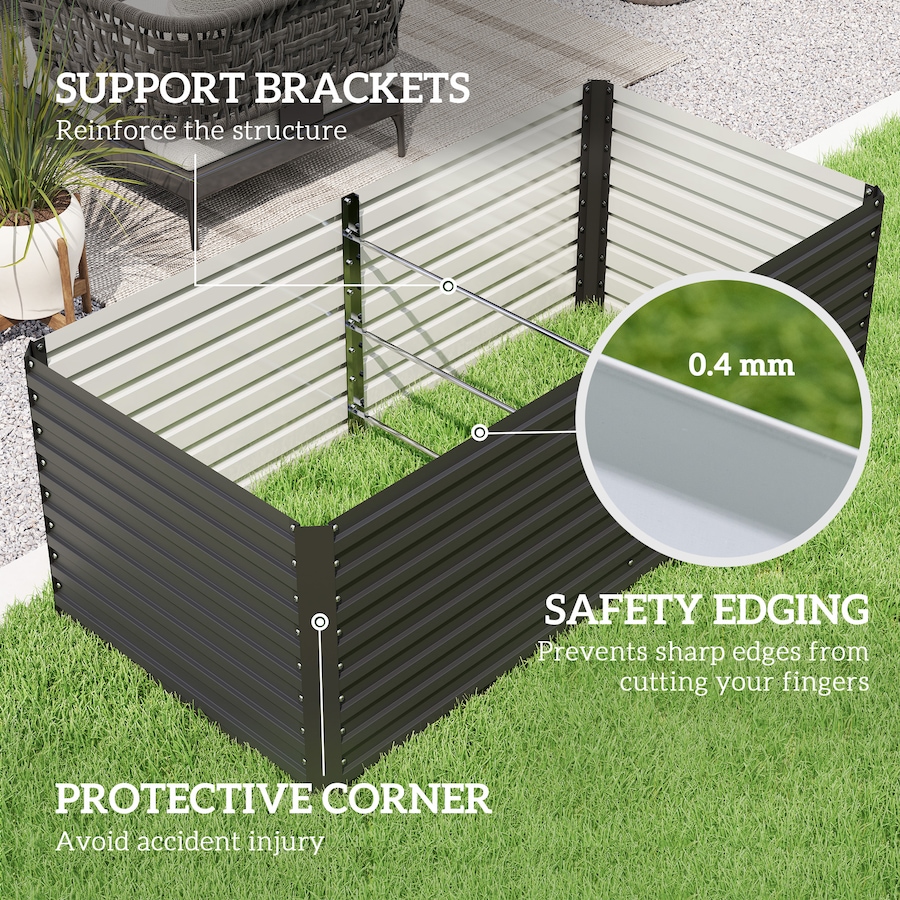Image 988014_ALTMORE6.jpg, Product 988-014 / Price $99.99, Outsunny 5' x 3' x 2' Raised Garden Bed, Galvanized Planter Box Dark Grey from Outsunny on TSC.ca's Home & Garden department