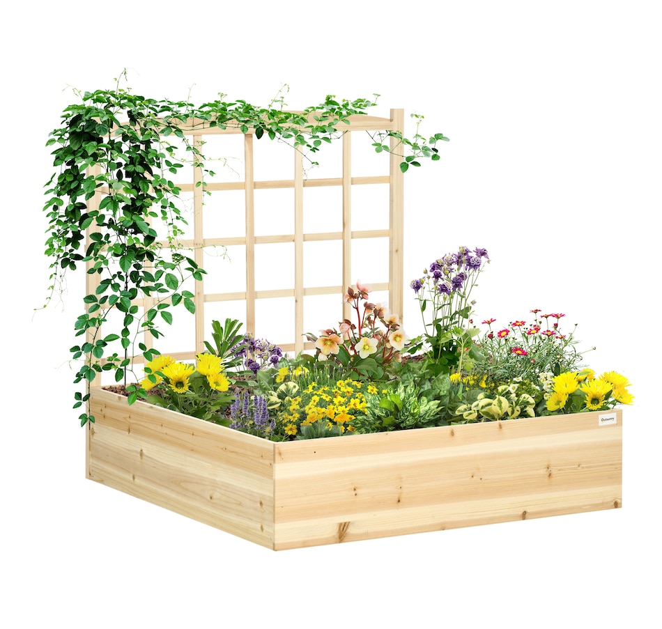 Image 988019.jpg, Product 988-019 / Price $89.99, Outsunny Large Raised Garden Bed Wooden Planters Box with Trellis, Natural from Outsunny on TSC.ca's Home & Garden department