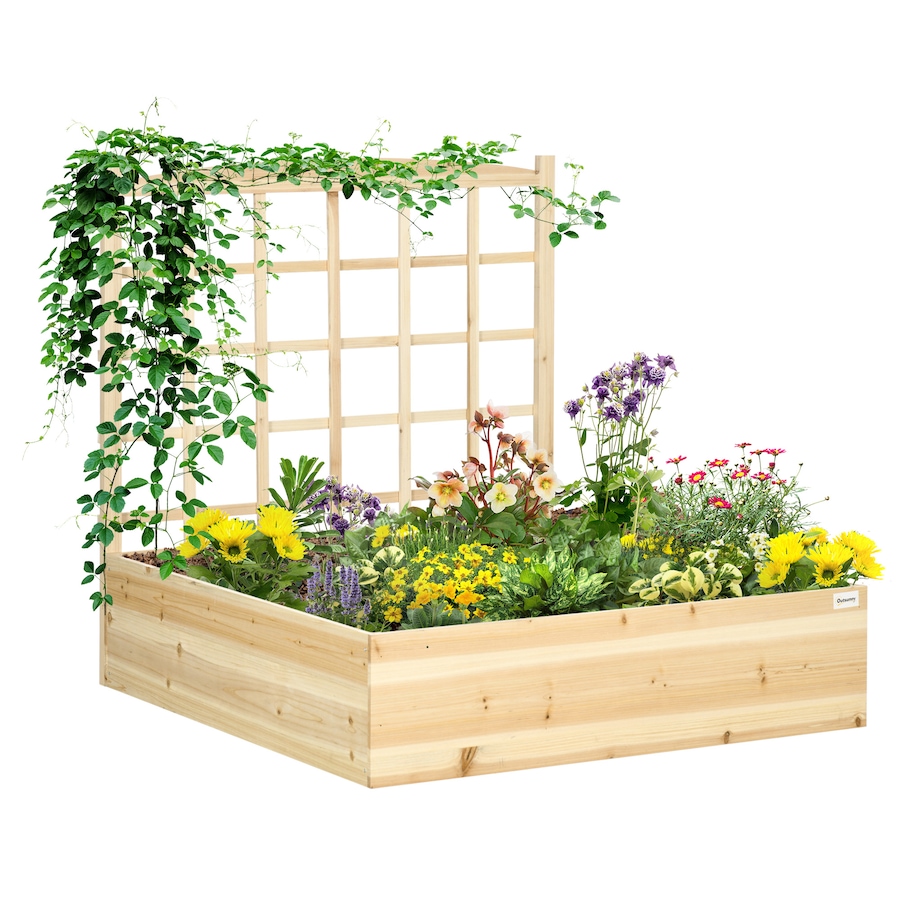 Image 988019.jpg, Product 988-019 / Price $69.99, Outsunny Large Raised Garden Bed Wooden Planters Box with Trellis, Natural from Outsunny on TSC.ca's Home & Garden department