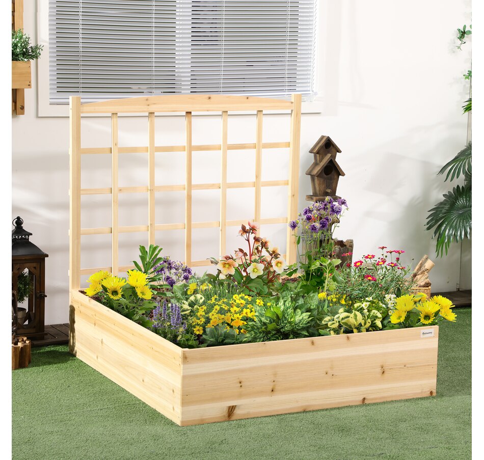 Image 988019_ALTMORE1.jpg, Product 988-019 / Price $89.99, Outsunny Large Raised Garden Bed Wooden Planters Box with Trellis, Natural from Outsunny on TSC.ca's Home & Garden department