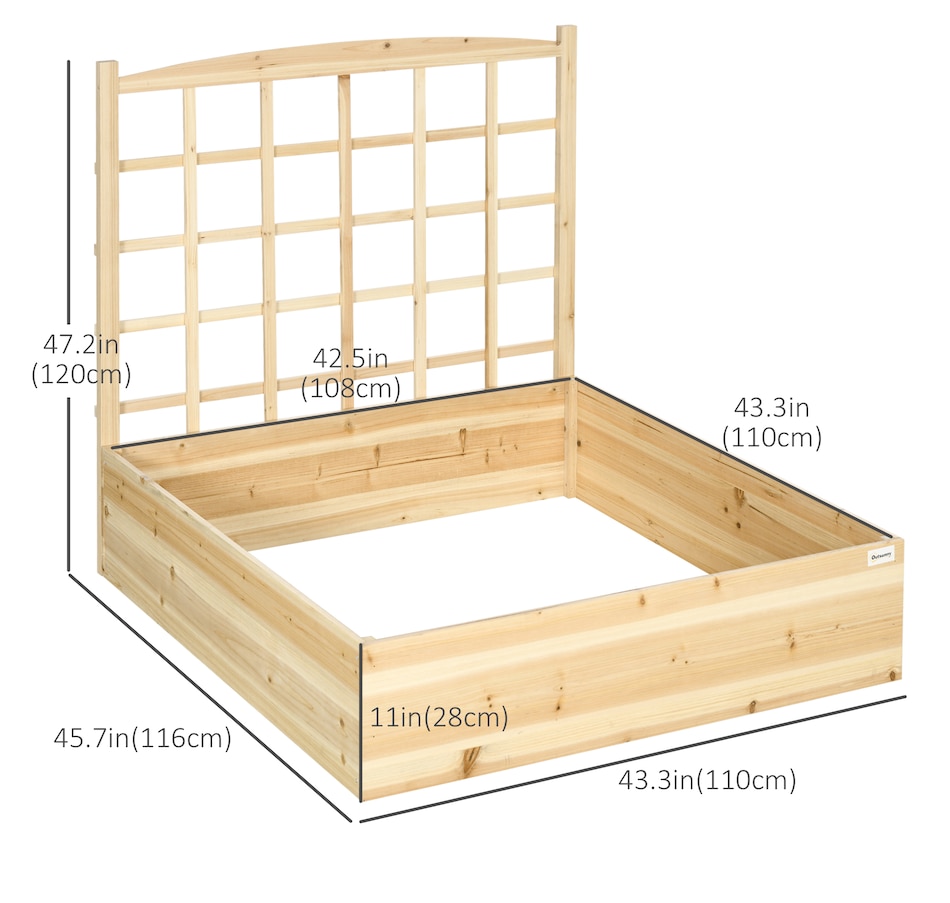 Image 988019_ALTMORE2.jpg, Product 988-019 / Price $89.99, Outsunny Large Raised Garden Bed Wooden Planters Box with Trellis, Natural from Outsunny on TSC.ca's Home & Garden department