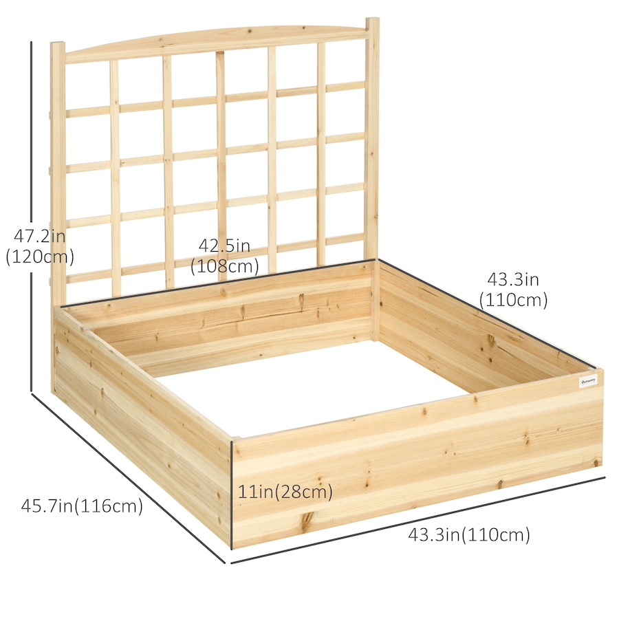 Image 988019_ALTMORE2.jpg, Product 988-019 / Price $69.99, Outsunny Large Raised Garden Bed Wooden Planters Box with Trellis, Natural from Outsunny on TSC.ca's Home & Garden department