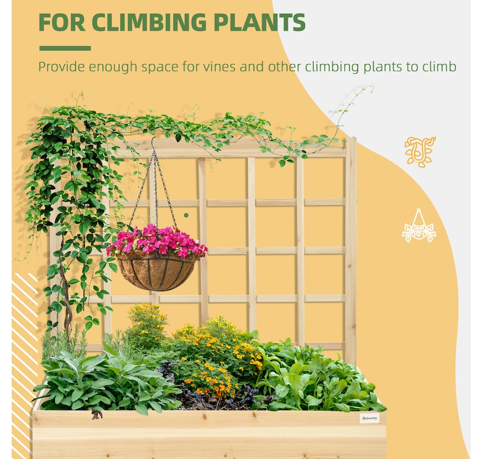 Image 988019_ALTMORE3.jpg, Product 988-019 / Price $89.99, Outsunny Large Raised Garden Bed Wooden Planters Box with Trellis, Natural from Outsunny on TSC.ca's Home & Garden department