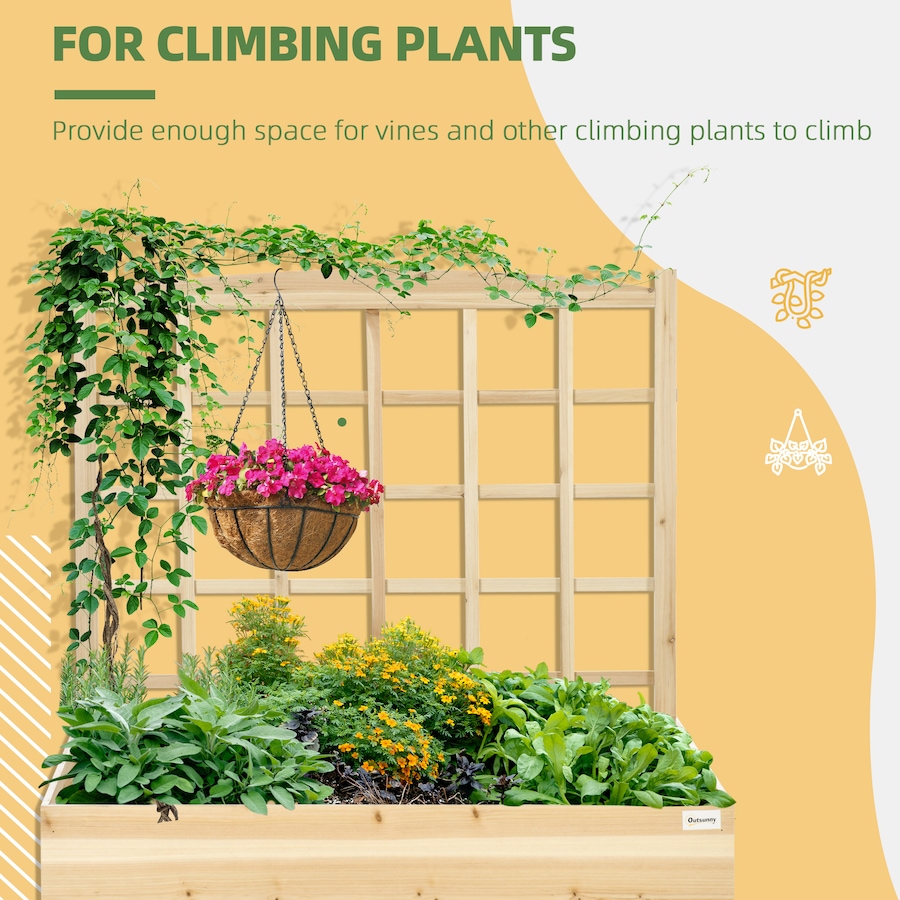 Image 988019_ALTMORE3.jpg, Product 988-019 / Price $69.99, Outsunny Large Raised Garden Bed Wooden Planters Box with Trellis, Natural from Outsunny on TSC.ca's Home & Garden department