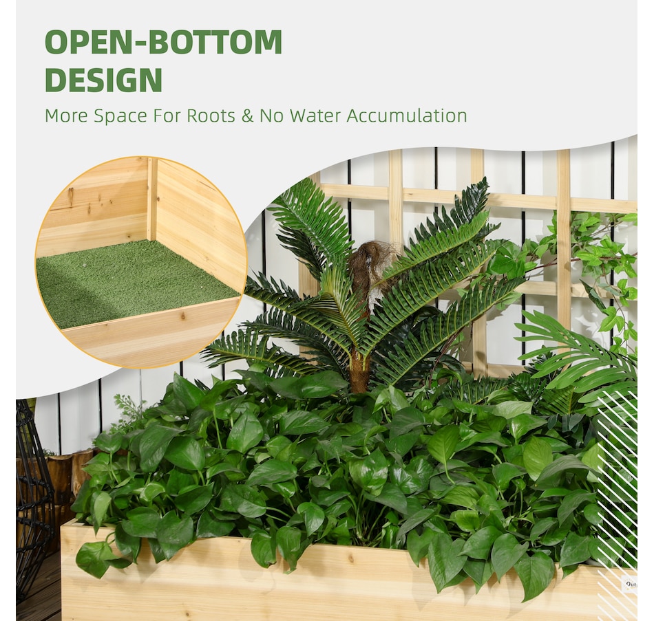Image 988019_ALTMORE4.jpg, Product 988-019 / Price $89.99, Outsunny Large Raised Garden Bed Wooden Planters Box with Trellis, Natural from Outsunny on TSC.ca's Home & Garden department