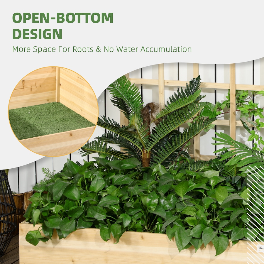Image 988019_ALTMORE4.jpg, Product 988-019 / Price $69.99, Outsunny Large Raised Garden Bed Wooden Planters Box with Trellis, Natural from Outsunny on TSC.ca's Home & Garden department