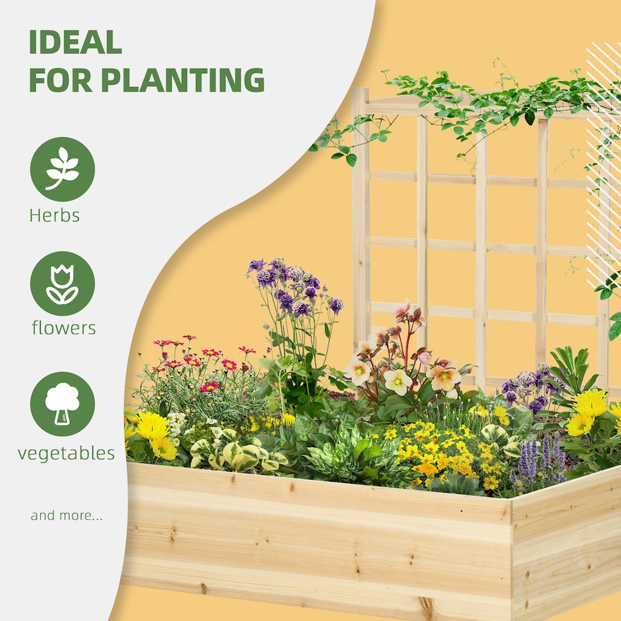 Image 988019_ALTMORE5.jpg, Product 988-019 / Price $69.99, Outsunny Large Raised Garden Bed Wooden Planters Box with Trellis, Natural from Outsunny on TSC.ca's Home & Garden department