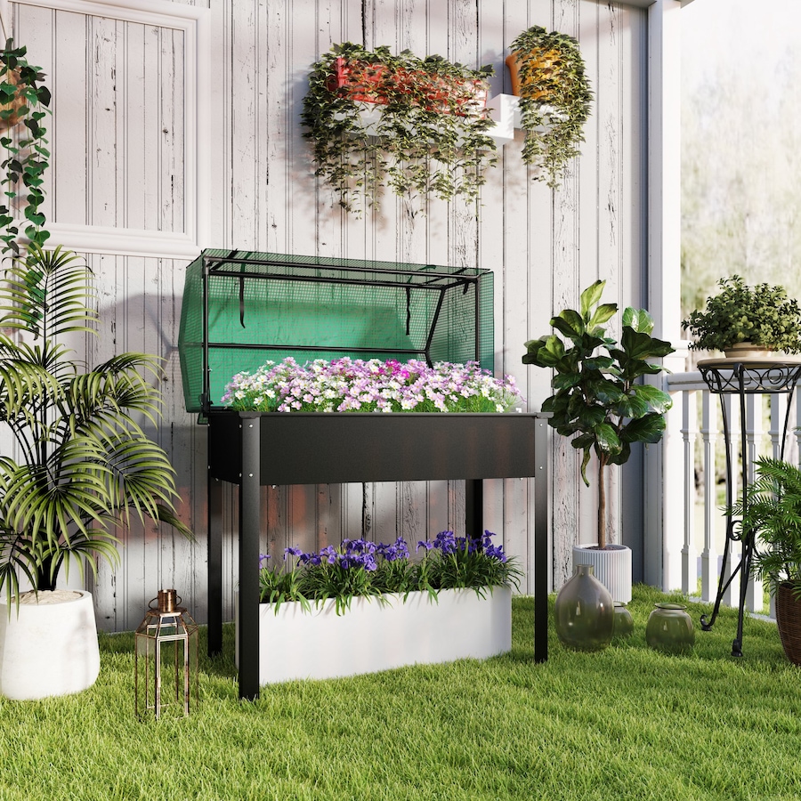 Image 988020_ALTMORE1.jpg, Product 988-020 / Price $89.99, Outsunny Raised Garden Bed Planter with PE Greenhouse Cover, Black from Outsunny on TSC.ca's Home & Garden department