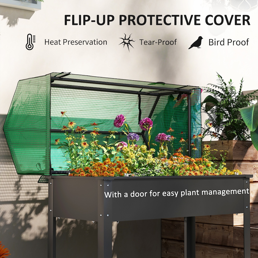 Image 988020_ALTMORE3.jpg, Product 988-020 / Price $89.99, Outsunny Raised Garden Bed Planter with PE Greenhouse Cover, Black from Outsunny on TSC.ca's Home & Garden department