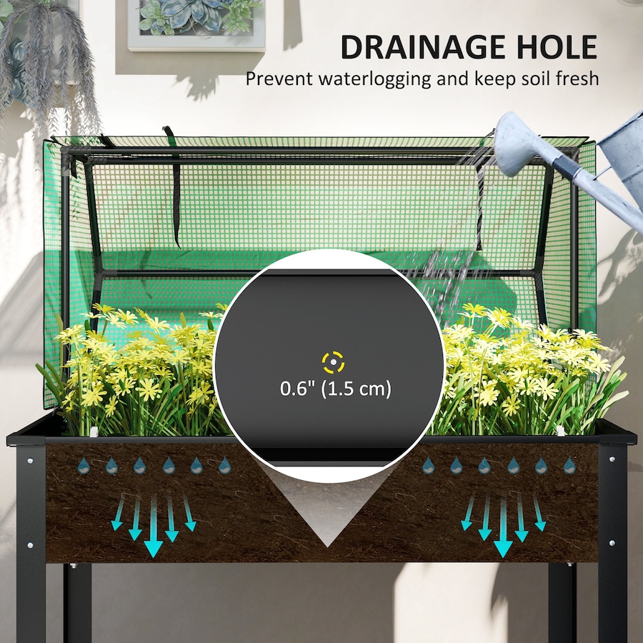 Image 988020_ALTMORE5.jpg, Product 988-020 / Price $89.99, Outsunny Raised Garden Bed Planter with PE Greenhouse Cover, Black from Outsunny on TSC.ca's Home & Garden department