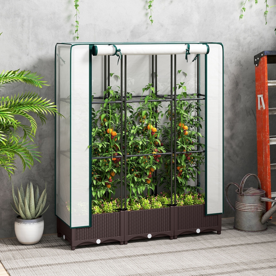 Image 988025_ALTMORE1.jpg, Product 988-025 / Price $114.99, Outsunny Plastic Raised Bed with Trellis and PE Cover, 47 x 16 x 50 in from Outsunny on TSC.ca's Home & Garden department